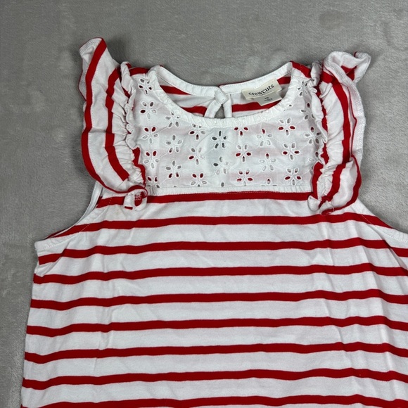 Crewcuts J.Crew Factory Girls Eyelet Floral Lace Red White Striped Tank Size 10 - Picture 2 of 14